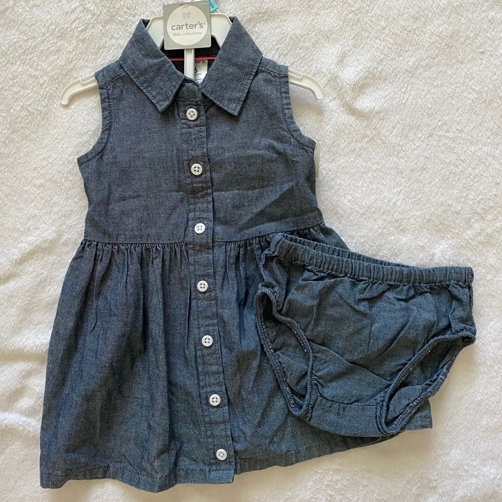 Carter’s chambray button down dress with bloomers